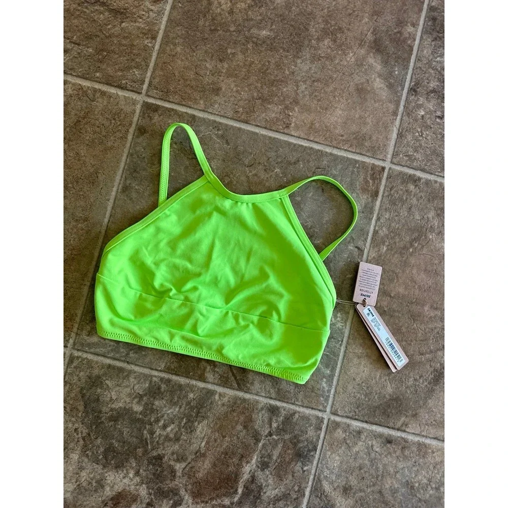 Skims Signature Swim High Neck Top Neon Green Size XXS